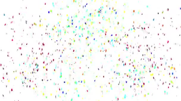 Animation Von Buntem Konfetti Das Über Weißen Hintergrund Fällt Feier — Stockvideo