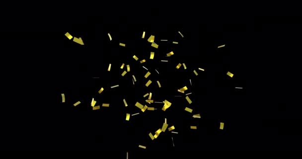 Animacja Złotego Konfetti Unoszącego Się Czarnym Tle Koncepcja Imprezy Uroczystości — Wideo stockowe