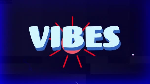 Animation Text Vibes Pale Blue Shapes Moving Blue Background Online — Stock Video