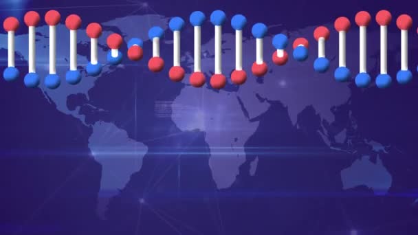 Animazione Della Rete Connessioni Mappa Del Mondo Del Dna Connessioni — Video Stock