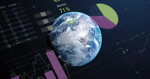 Animazione Delle Statistiche Dell Elaborazione Dei Dati Finanziari Tutto Mondo — Video Stock