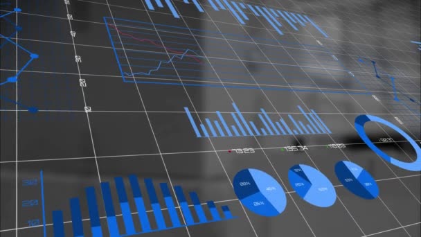 Animación Del Procesamiento Datos Financieros Estadísticos Través Almacén Envío Global — Vídeos de Stock