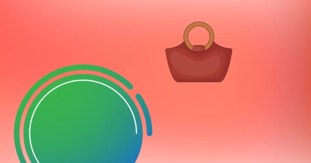 Animación Bolso Sobre Fondo Colorido Moda Belleza Accesorios Fondo Patrón — Vídeos de Stock