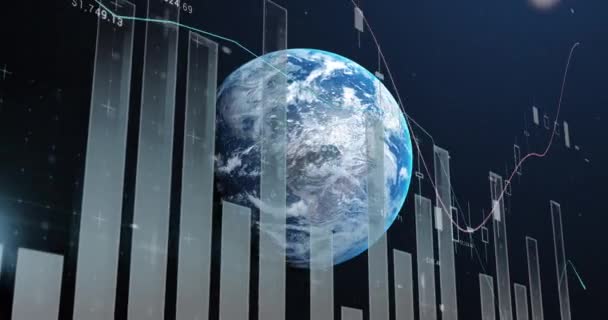 Animace Statistiky Zpracování Finančních Údajů Celém Světě Globální Obchodní Digitální — Stock video