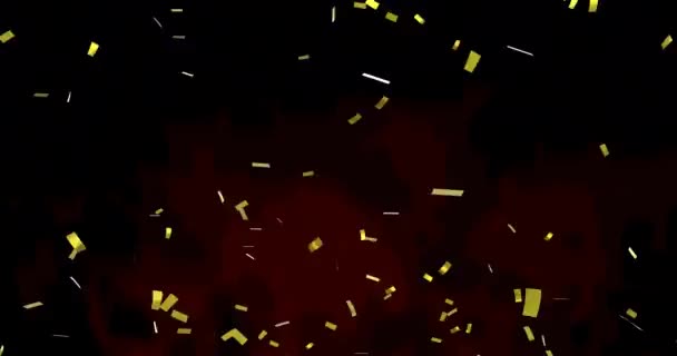 Анимация Золотых Конфетти Плавающих Красном Черном Фоне Вечеринка Празднование Концепции — стоковое видео