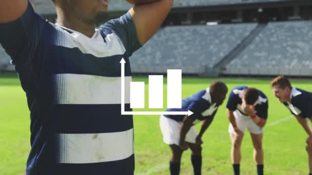 Animação Redes Conexões Sobre Jogadores Rugby Conceito Global Esportes Tecnologia — Vídeo de Stock