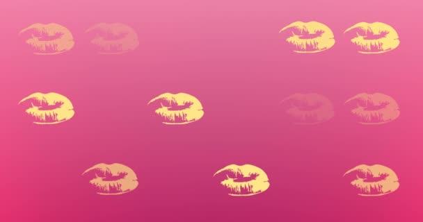 Animation Lips Repeated Pink Background Fashion Beauty Accessories Background Pattern — Stock Video