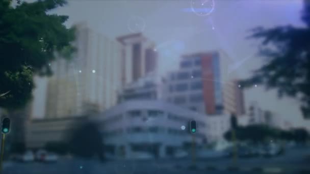Анимация Сети Соединений Городскому Пейзажу Глобальные Подключения Цифровой Интерфейс Технологии — стоковое видео