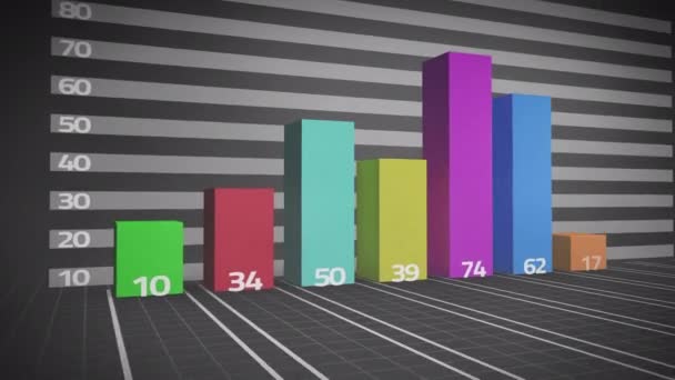 Animation Statistiques Sur Fond Noir Connexions Globales Interface Numérique Technologie — Video