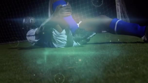 Animação Redes Conexões Sobre Jogadores Futebol Lesionados Conceito Global Esportes — Vídeo de Stock