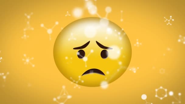 Animation Réseaux Blancs Sur Des Emoji Déçus Tristes Sur Fond — Video