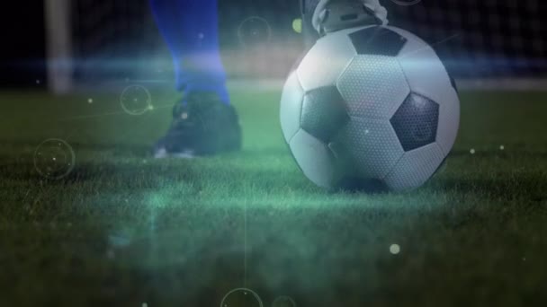 Animação Redes Conexões Sobre Jogador Futebol Conceito Global Esportes Tecnologia — Vídeo de Stock