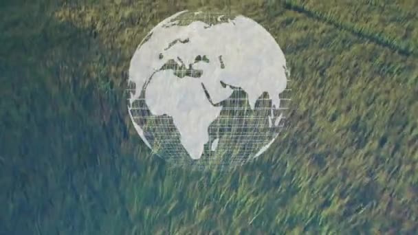 Animação Globo Sobre Campo Agrícola Conceito Agricultura Global Negócios Interface — Vídeo de Stock