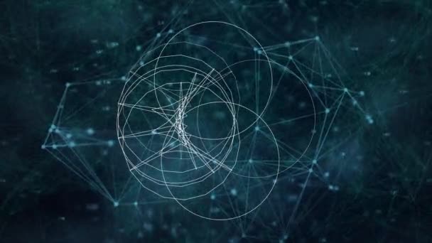 Animation Der Rotierenden Weißen Geometrie Über Ein Netzwerk Von Verbindungen — Stockvideo