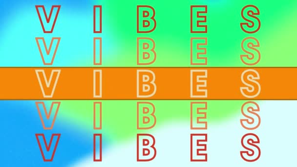 Animación Vibraciones Texto Naranja Sobre Formas Borrosas Verdes Azules Sobre — Vídeo de stock