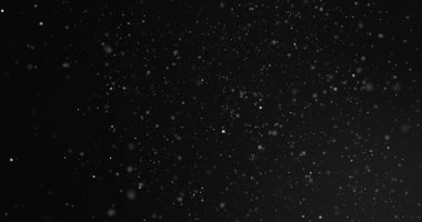 Siyah arkaplanda yüzen beyaz parçacıklar. ışık, renk, enerji ve hareket konsepti, dijital olarak oluşturulmuş görüntü.