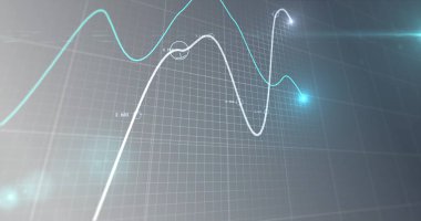 Finansal veri işleme resmi, şebekede ışıldayan iki çizgi. küresel işletme finans kavramı dijital olarak oluşturulmuş görüntü.