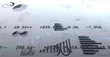 Finansal veri işleme, rakamların değişmesi ve istatistikler. küresel işletme finans kavramı dijital olarak oluşturulmuş görüntü.