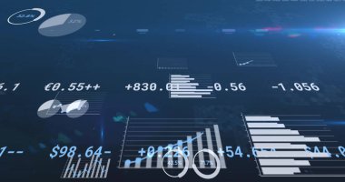 Finansal veri işleme, rakamların değişmesi ve istatistikler. küresel işletme finans kavramı dijital olarak oluşturulmuş görüntü.