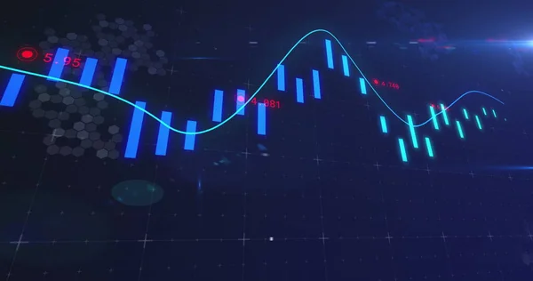 Pénzügyi Adatfeldolgozás Vonal Jelölők Képe Globális Üzleti Finanszírozási Koncepció Digitálisan — Stock Fotó