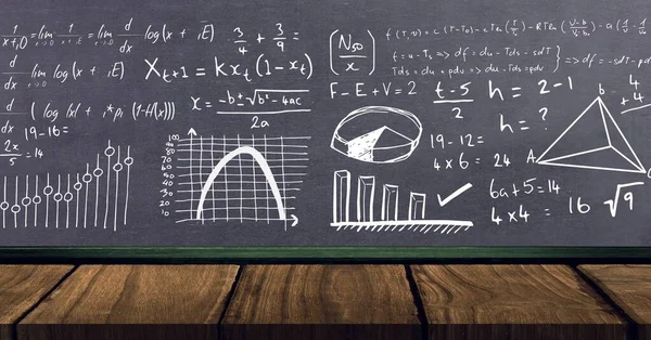 Composición Ecuaciones Matemáticas Sobre Pizarra Negra Concepto Educación Escuela Aprendizaje —  Fotos de Stock