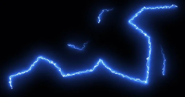 Modré Blesky Elektrického Proudu Černém Pozadí Energie Elektřina Světlo Pohyb — Stock fotografie