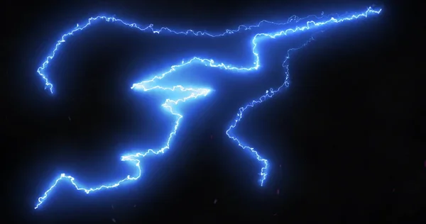 Modré Blesky Elektrického Proudu Divoce Pohybovaly Černém Pozadí Energie Elektřina — Stock fotografie