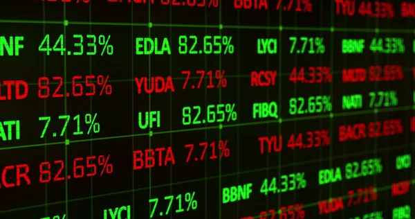 Imagen Datos Del Mercado Valores Rojos Verdes Rodando Procesando Través — Foto de Stock