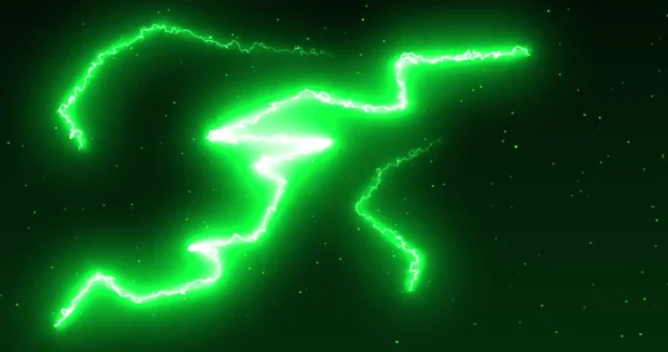 Fulmini Verdi Corrente Elettrica Che Muove Selvaggiamente Uno Sfondo Nero — Foto Stock