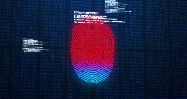 Obrázek Ikony Počítačového Rozhraní Digitálního Biometrického Otisku Prstů Zpracování Dat — Stock fotografie