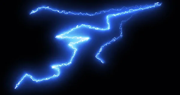 Rayos Azules Corriente Eléctrica Moviéndose Salvajemente Través Fondo Negro Energía —  Fotos de Stock