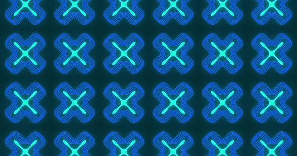 Afbeelding Van Meerdere Gloeiende Neon Blauwe Caleidoscoop Vormen Bewegen Naadloze — Stockfoto