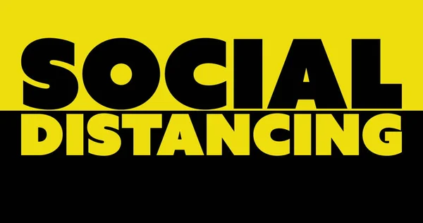 Immagine Parole Social Scritta Nero Movimento Sfondo Giallo Distanziamento Scritta — Foto Stock