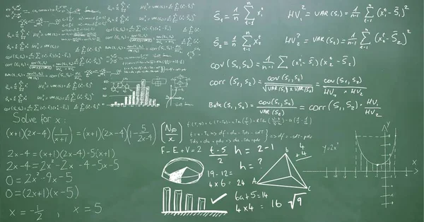 Composition Mathematical Equations Green Chalkboard Education School Learning Concept Digitally — Stock Photo, Image