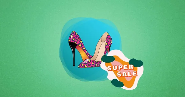 Композиція Взуття Зеленому Тлі Концепція Фонового Візерунка Моди Краси Цифрове — стокове фото