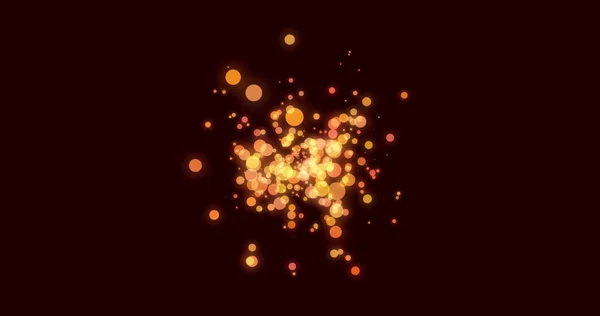 Orange Yellow Glowing Translucent Circles Effervescing Dark Background Light Colour — Stock Photo, Image