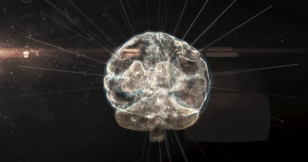 Abbildung Des Grau Leuchtenden Menschlichen Gehirns Mit Netzwerk Von Verbindungen — Stockfoto