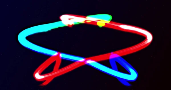 Dwie Świecące Czerwone Niebieskie Neony Zabawiające Się Czarnym Tle Koncepcja — Zdjęcie stockowe