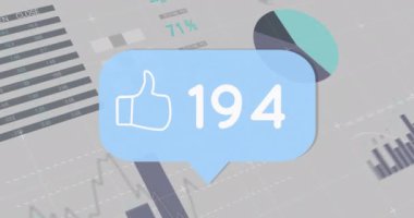 İstatistikler yerine simgelerin canlandırılması. küresel sosyal medya, bağlantılar, dijital arayüz, teknoloji ve ağ konsepti dijital olarak oluşturulmuş video.