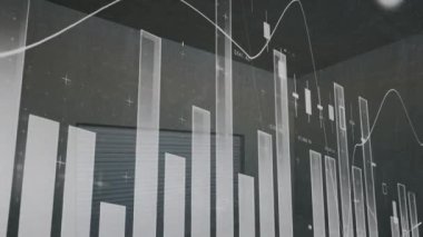 Siyah arkaplan istatistiklerinin animasyonu. küresel bağlantılar, dijital arayüz, teknoloji ve ağ konsepti dijital olarak oluşturulmuş video.