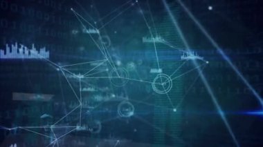 Veri işleme üzerine simgelerle bağlantı ağlarının animasyonu. küresel bağlantılar, teknoloji, dijital arayüz ve bağlantılar konsepti dijital olarak oluşturulmuş video.