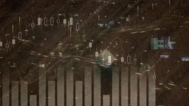 Tarım alanında istatistik ve finansal veri işleme animasyonu. küresel tarım, işletme, dijital arayüz, teknoloji ve ağ konsepti dijital olarak oluşturulmuş video.