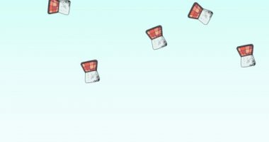 Mavi arka planda tekrarlanan göz farı paleti animasyonu. moda ve güzellik aksesuarları arka plan desen konsepti dijital animasyon.