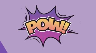 Metnin canlandırması, güm, turuncu renkte, mor ve leylak rengi yıldırımların üzerindeki patlama bulutu..