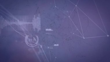 Hareket halindeki şebeke üzerinde hareket eden veri hareketlerinin animasyonu. küresel iletişim ve veri paylaşım kavramı, dijital olarak oluşturulmuş video.