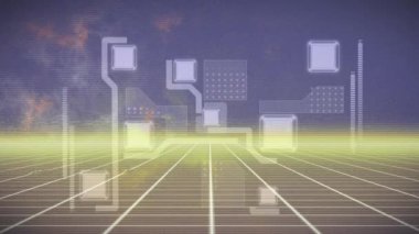 Hareket halindeki şebeke üzerinde hareket eden veri hareketlerinin animasyonu. küresel iletişim ve veri paylaşım kavramı, dijital olarak oluşturulmuş video.