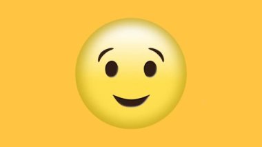 Sarı arka planda göz kırpan emojinin üzerine düşen beyaz kar animasyonu. Sosyal medya, hava durumu, olay ve iletişim ağı konsepti dijital olarak oluşturulmuş video.