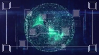 Bağlantı ağı ve veri işleme ağı ile çerçevenin canlandırılması. küresel bağlantılar, dijital arayüz, teknoloji ve ağ konsepti dijital olarak oluşturulmuş video.