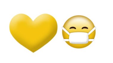 Kırık kalp ve yüz maskesi simgelerinin canlandırması. küresel sosyal medya, iletişim, dijital arayüz, teknoloji ve ağ konsepti dijital olarak oluşturulmuş video.