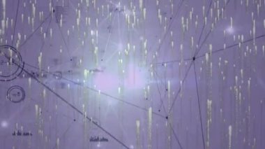 Bağlantı ağıyla parlayan patikaların animasyonu. küresel iletişim, iş dünyası, dijital arayüz, teknoloji ve ağ konsepti dijital olarak oluşturulmuş video.